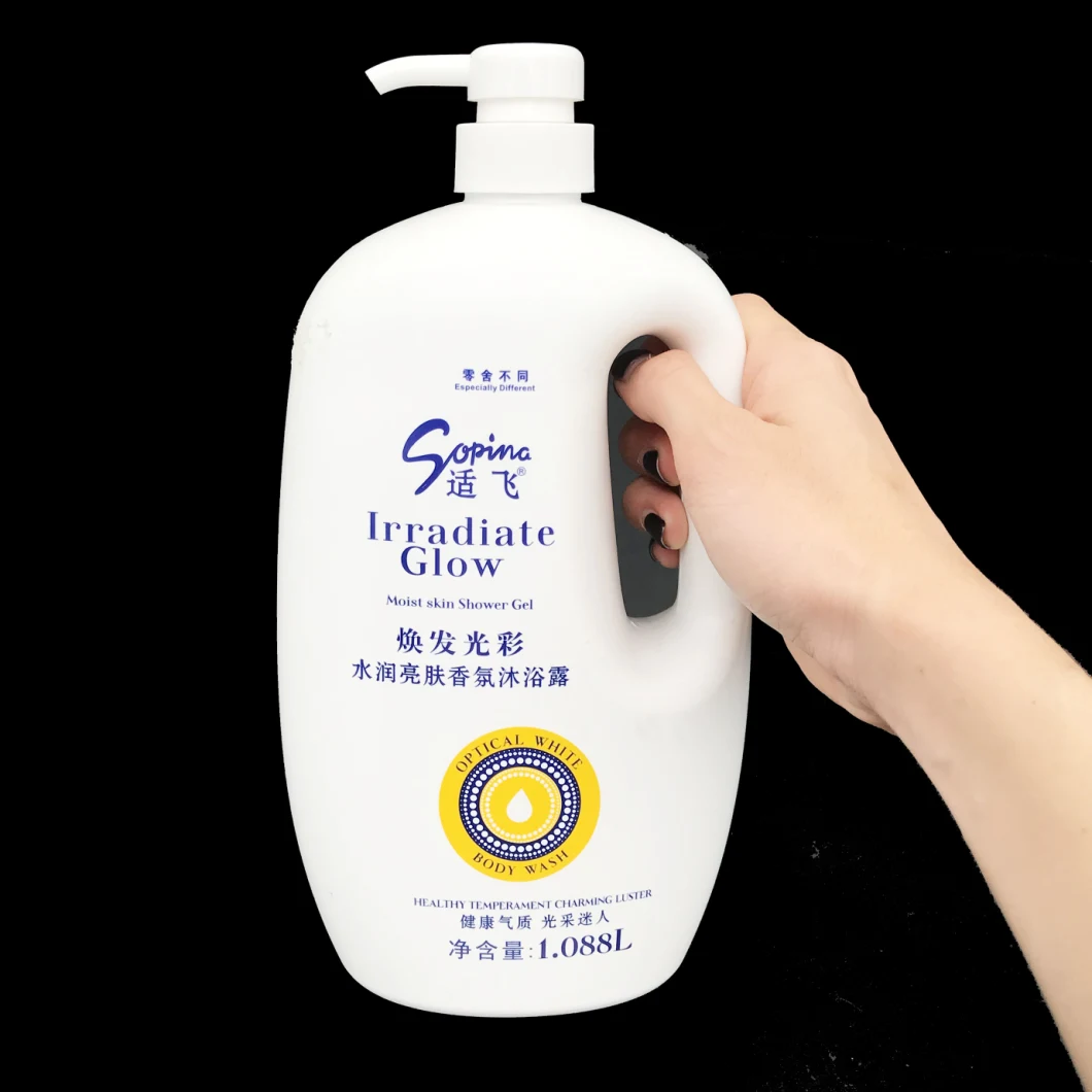 1000ml HDPE Square Plastic Shower Gel Bottle and Shampoo Bottle with Handle