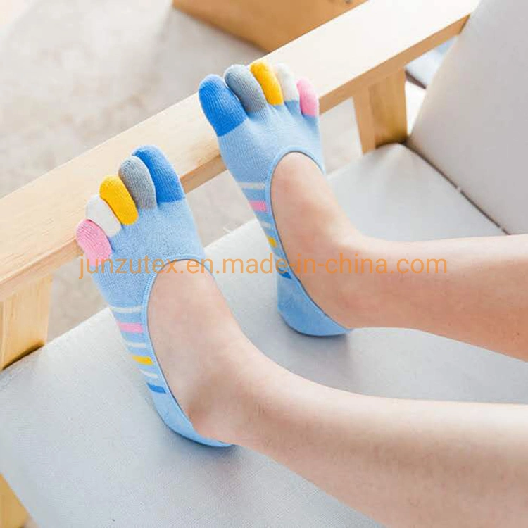 Women Invisible Ankle Socks Five Fingers Toe Socks Summer Colored Toe Invisible Shallow-Mouthed Cotton Women Socks