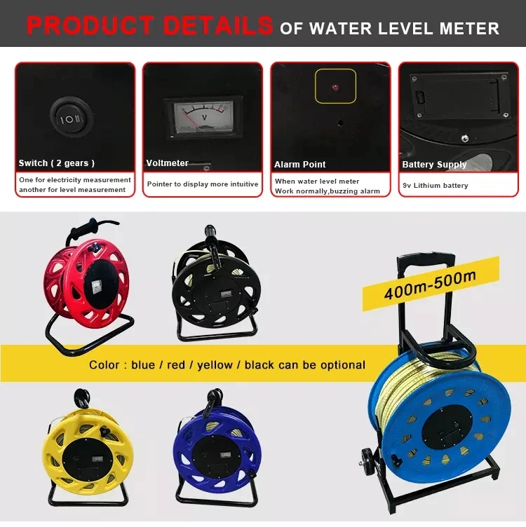 Flat Tape Water Level Meter with Submersible Probe