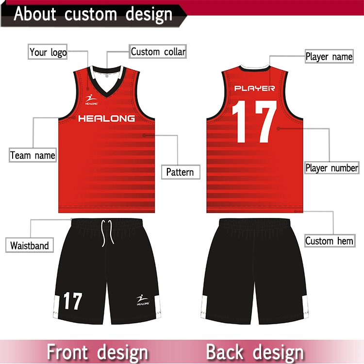 Healong Team Fully Sublimated Printing Wholesale Basketball Jersey Kids Cheap Custom Basketball Uniform Set