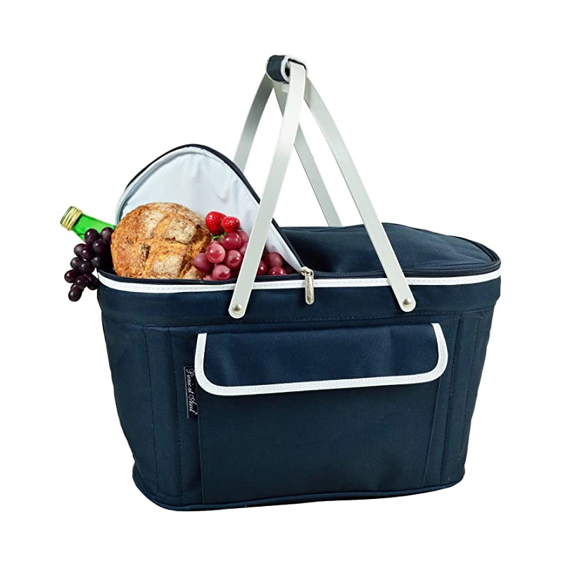 Large Capacity Insulated Folding Collapsible Lunch Picnic Basket Cooler Bag