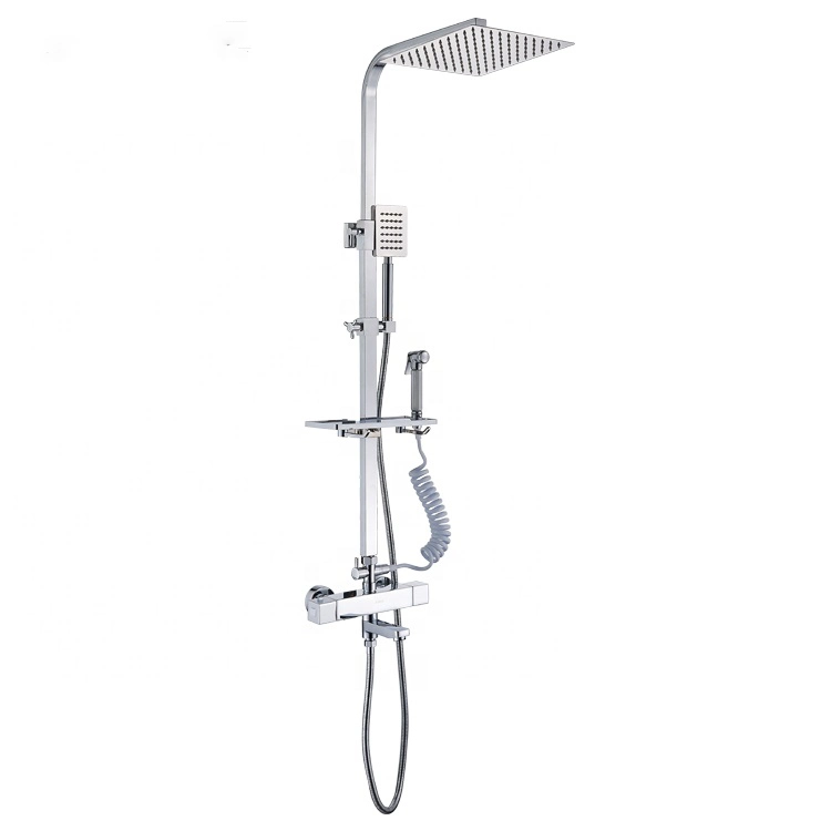 New Wall Mounted Retractable Stainless Thermostatic Rain Shower with Waterfall