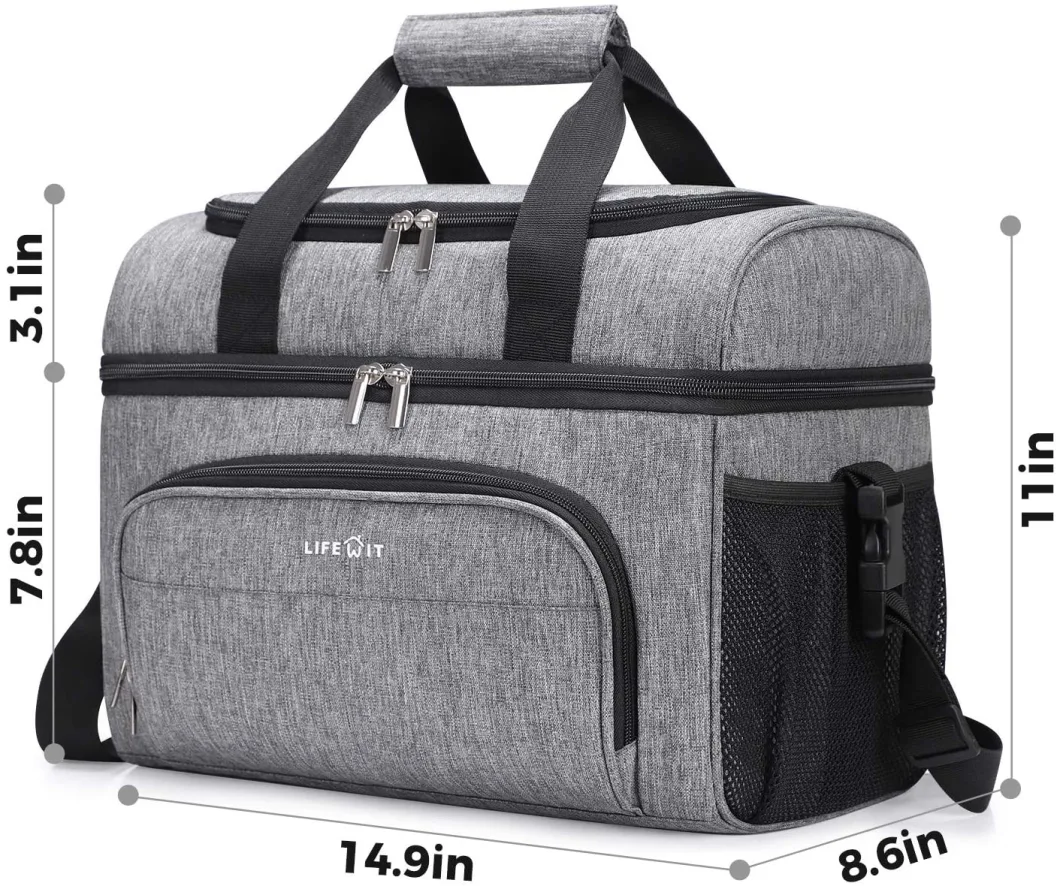 32 Can Grey Collapsible Leakproof Picnic Large Lunch Insulated Cooler Bag Tote