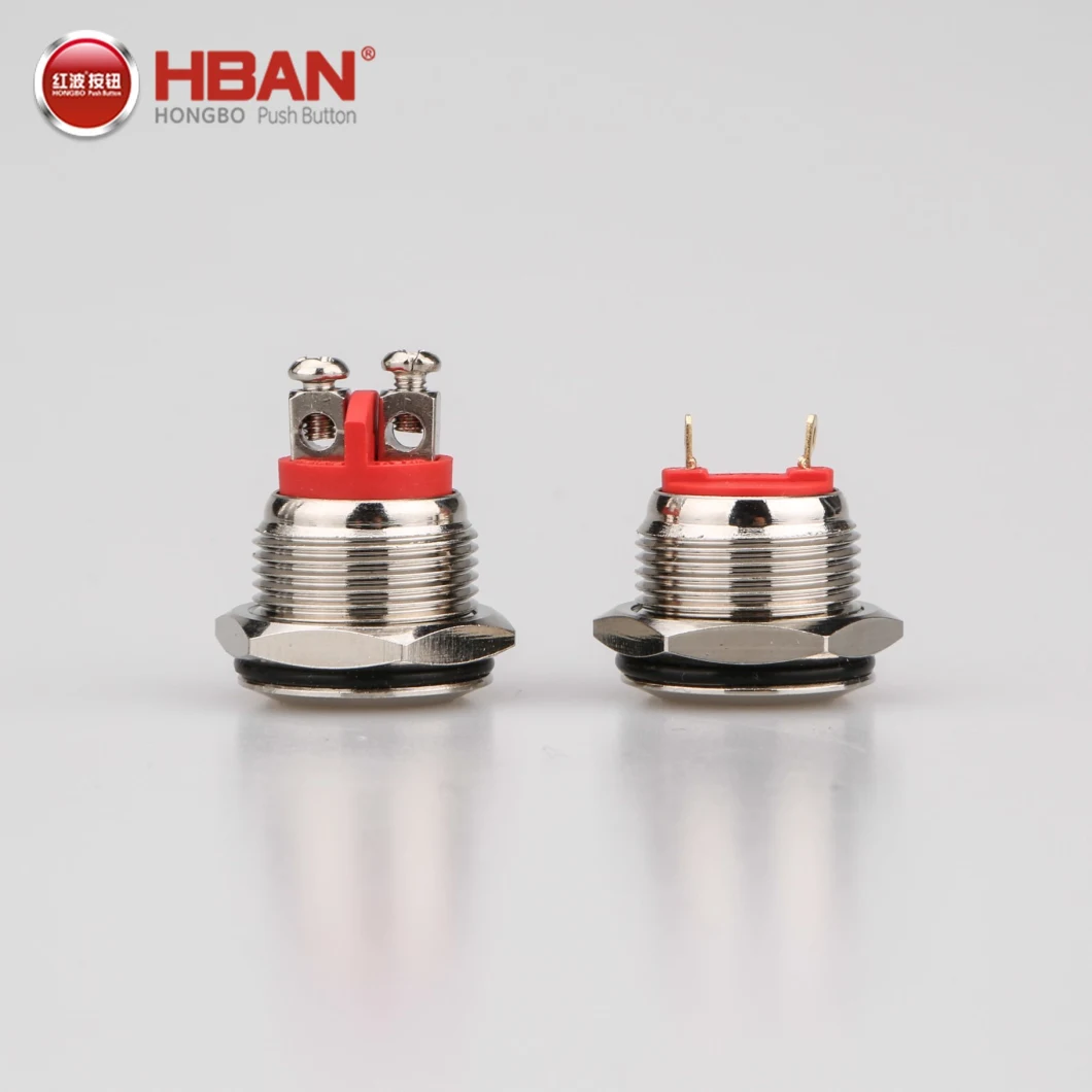 16mm Flat Head Pin Terminal 1no Momentary Metal Push Button Switch