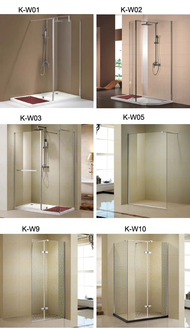 Walk in Glass Shower Door with Chromed Copper Profiles (K-W02)
