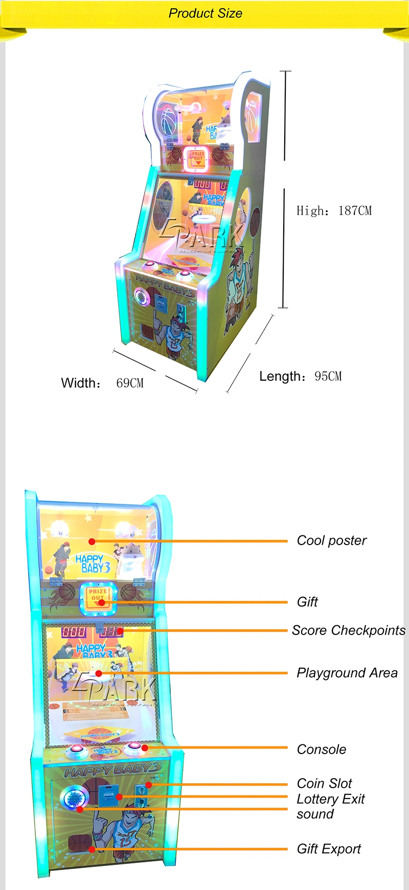 Kids Basketball Machine Coin-Operated Children's Sports Basketball Game Machine