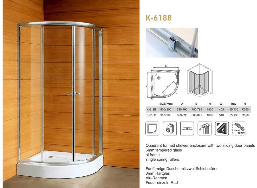 Classic 6mm Quadrant Framed Shower Enclosure