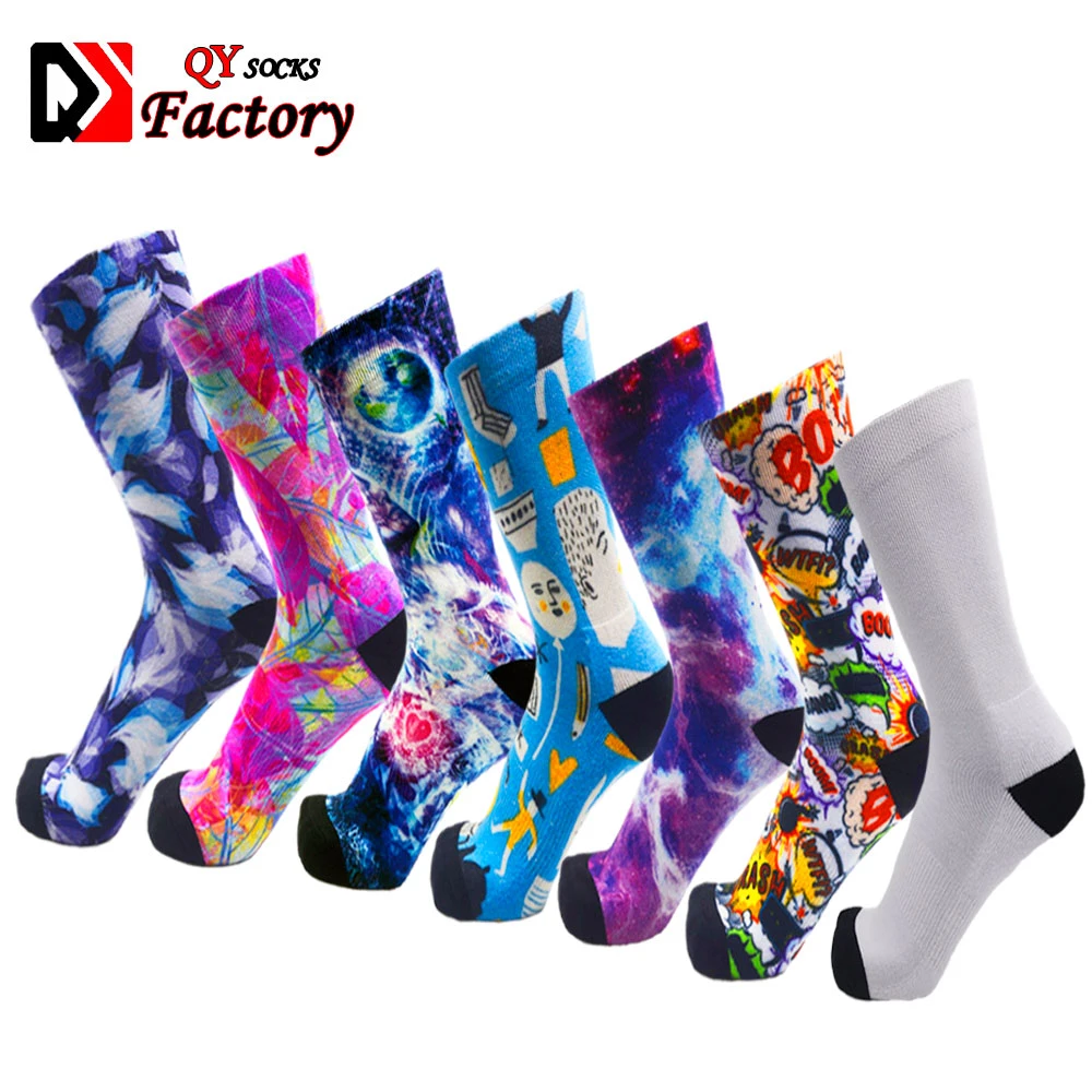 Custom 3D Pinting Bamboo Socks 360 Digital Seamless Blank Printed Crew Socks