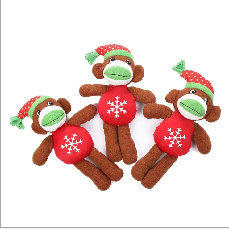 Pet Dog Toy Christmas Color Monkey Plush Toy Chew Sound Modeling Pet Supplies