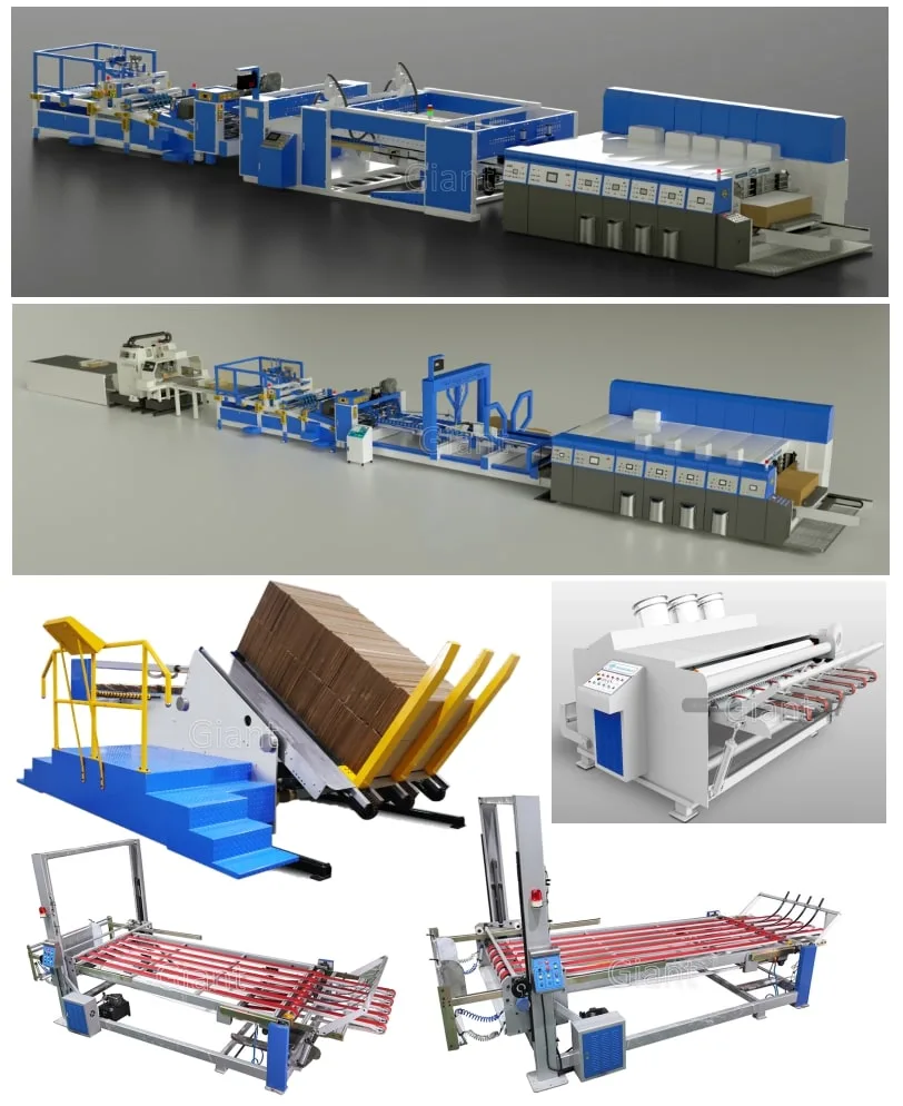 Corrugated Cardboard Printing Slotting Cutting Gluing Folding Machine