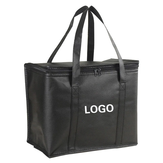 Custom Logo Printed Insulated Non Woven Cooler Bag Lunch Tote Bag with Zipper
