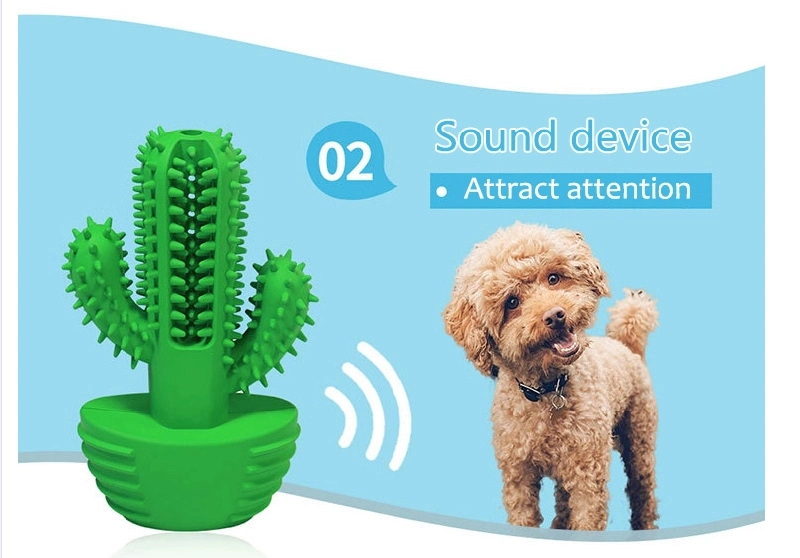 New Product Voice Chew Rubber Cactus Dog Toothbrush Toy