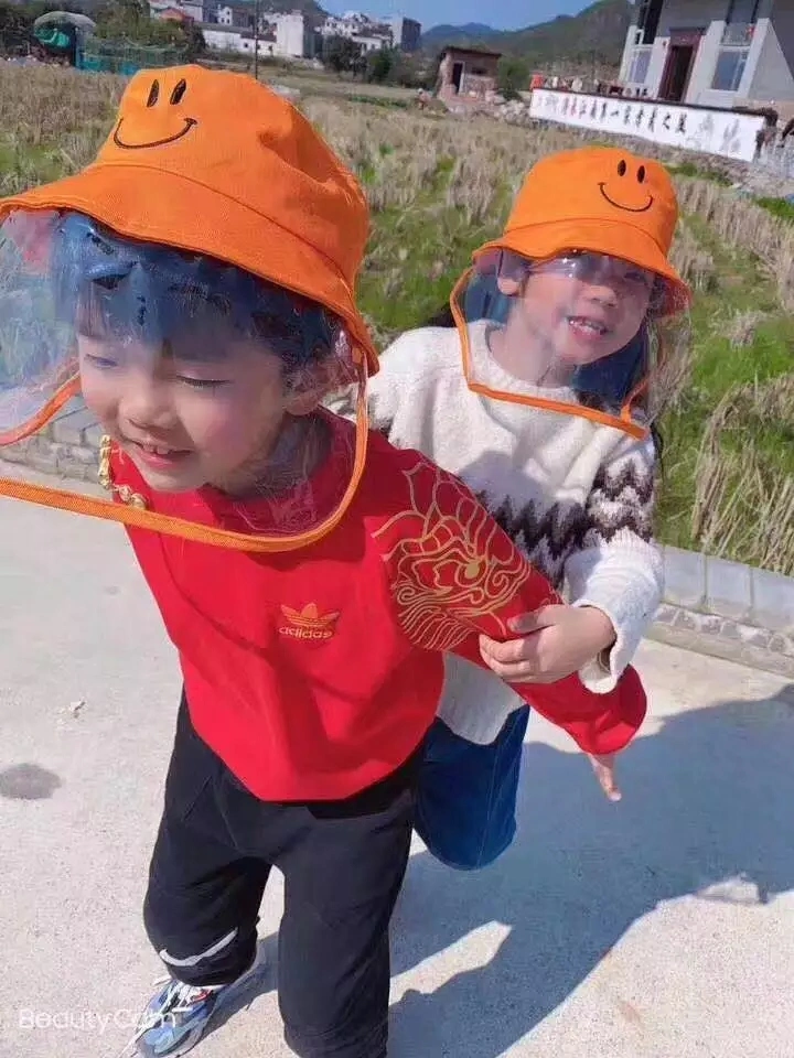 Children Bucket Hat Fishmen UV Protective Hat Factory Kids Summer Sun PVC Plastic Cap Supplier Sun Visors