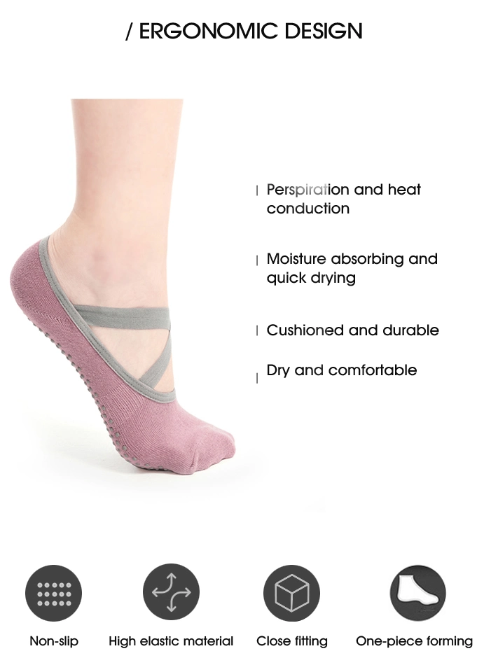 100% Comb Cotton Women Custom Design Non Slip Yoga Dance Sock