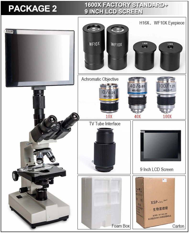 Trinocular Laboratory Biological Microscope with 9inch LCD Screen Digital Microscope