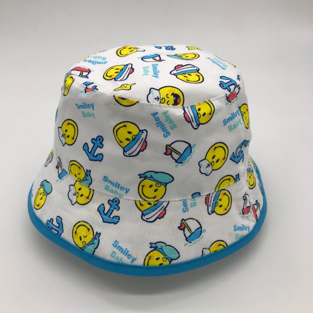 100% Cotton Full Printing Smile Boy and Girl Bucket Hat Disney Fama Audit