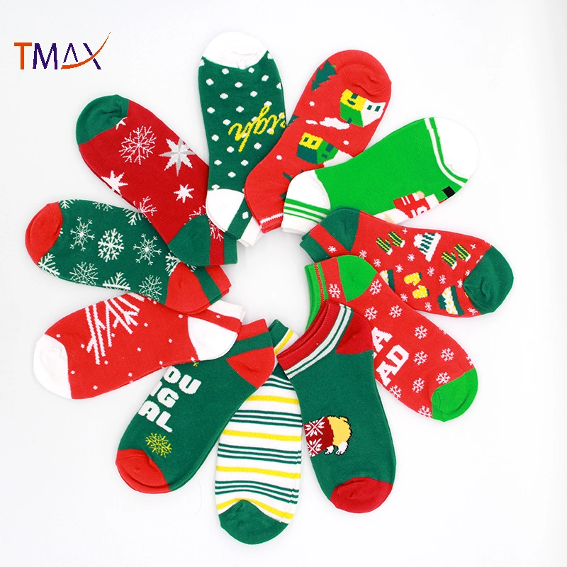 No Show Christmas Socks with Jacquard Patterns