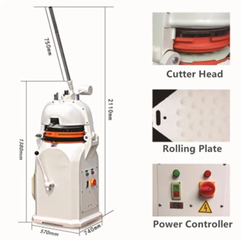 Rounder Divider Hot Dog Former Electric Automatic Bakery Dough Rounder Divider Cutter Machine for Pizza