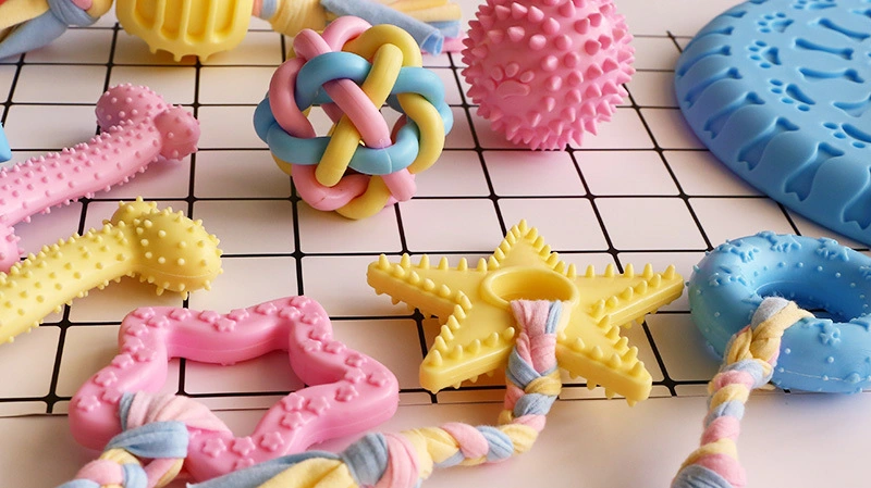 Soft Rubber Pet Toy Dental Toothbrush Cleaning Interactive Toys Rubber Dog Ball Dog Chew Toy