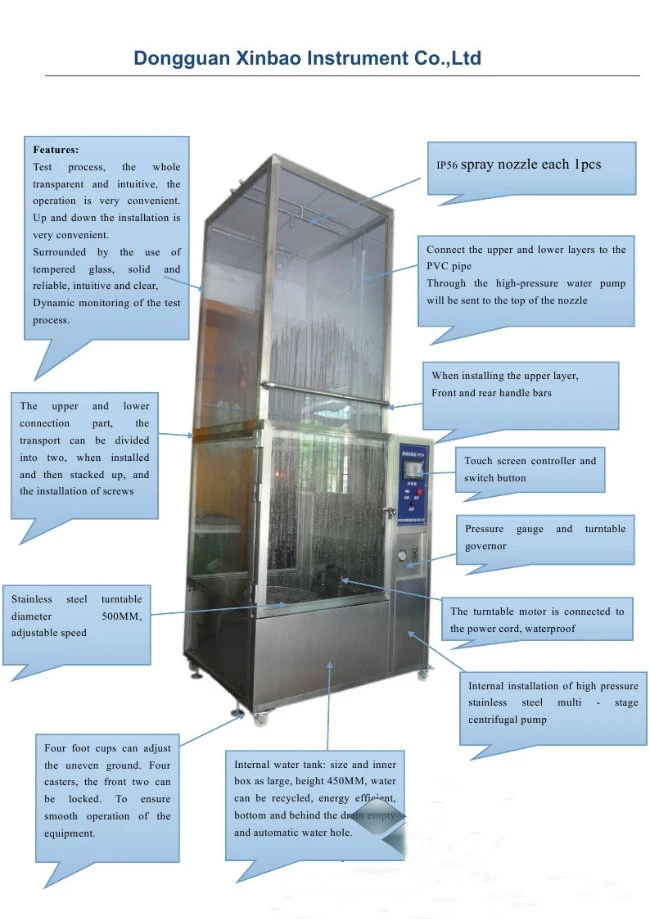 Water-Proof Tester Environmental Rain Spray Test Chamber for Ipx5 Ipx6