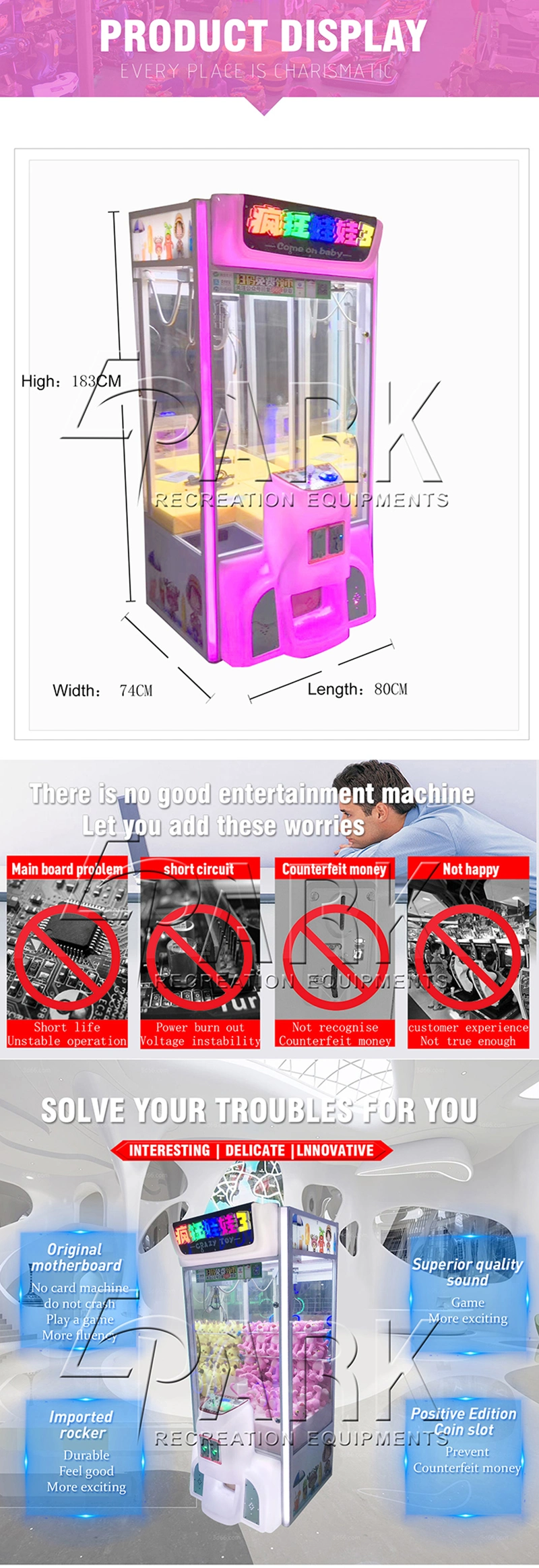 Crazy Toy Claw Crane Game Machine Cheap Mini Claw Machine Factory Supplier