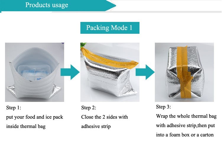 Foil-Laminated Aluminium Foil PE Foam Cooler Bag Lunch Wine Insulated Cooler Bag Food Delivery Bags