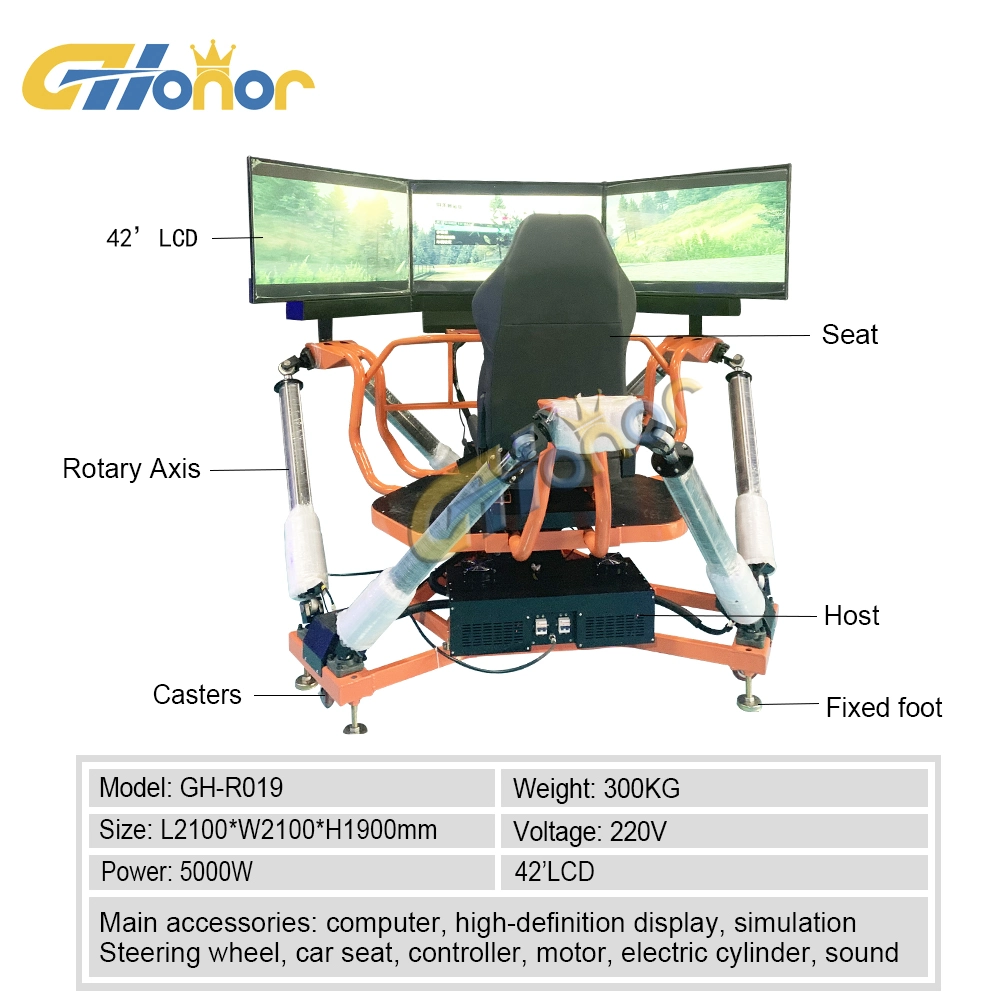 Best Quality 3 Screens 6dof Dynamic Racing Car Coin Operated Car Driving Game Machine Arcade Simulator Racing Game Machine for Amusement Park