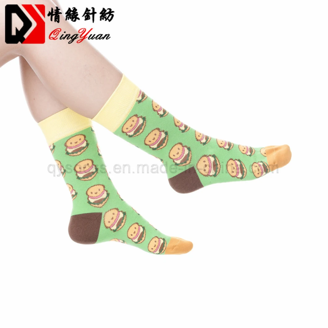 Long Dress High New Pattern Funny Socks Hamburger Happy Lovers Socks Male Full Cotton