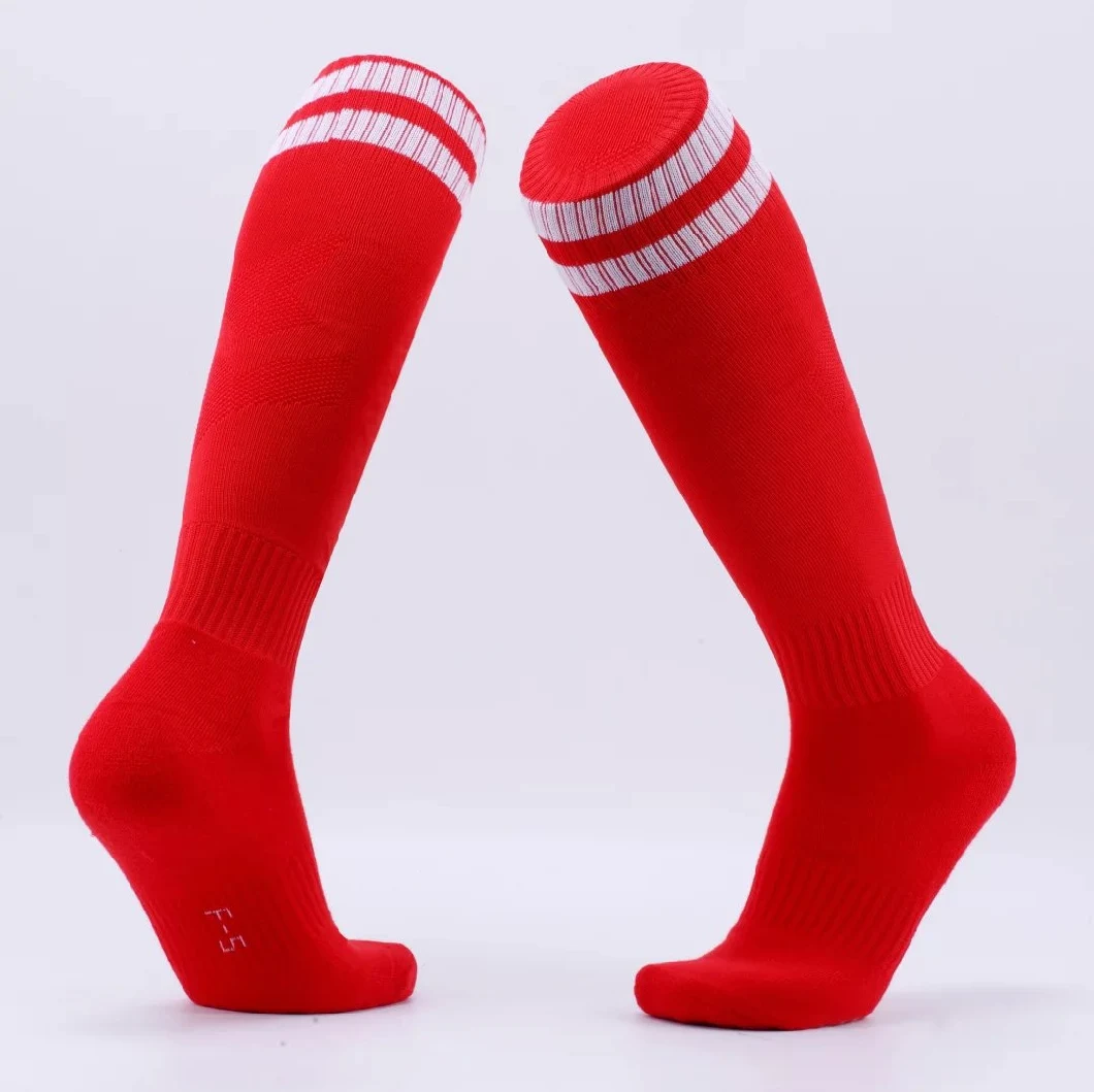 in Stock White Custom Anti Slip Grip Sports Football Socks