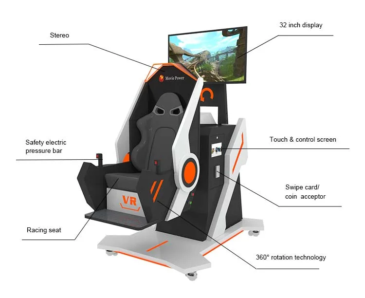 Easy Operated Vr Machine 9d Virtual Reality Rotating 360 Flight Simulator Arcade Machine
