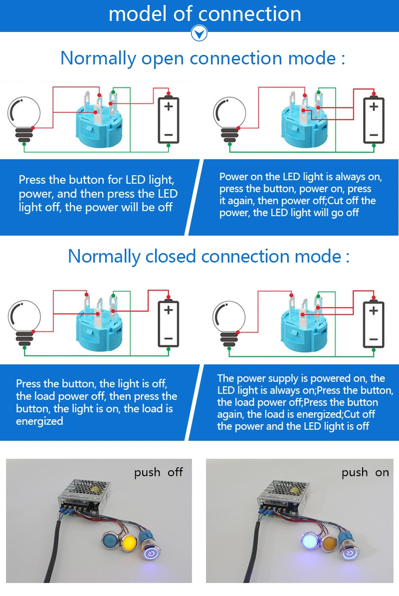 16mm Reset Momentary Flush Head Mechanical Metal Push Button Switch 16mm