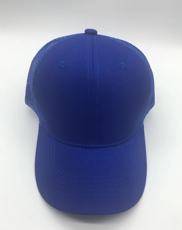 Wholesale Sublimation Cotton Baseball Hat Custom Logo Blue Blank Trucker Mesh Cap
