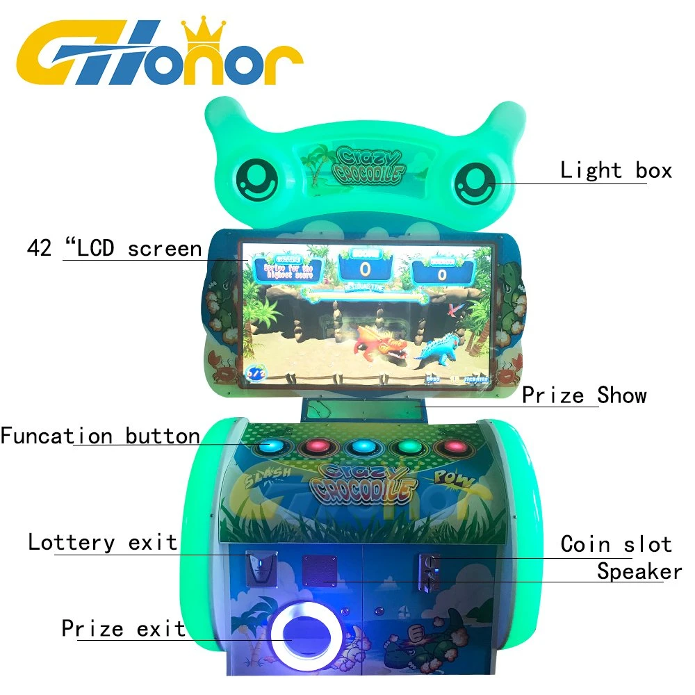 Arcade Button Game Crazy Crocodile Kids Game Machine Coin Operated Simulator Video Game Arcade Redemption Lottery Game Video Game Player Arcade Machine