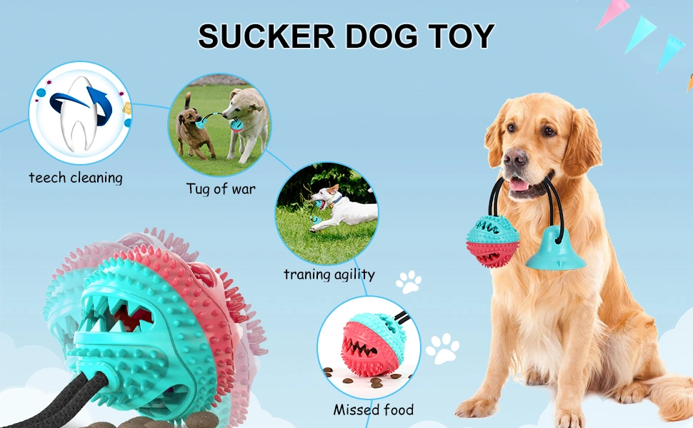 Suction Cup Dog Toy Molar Bite Chew Toy Interactive Ropes Toy for Pet Teeth Cleaning