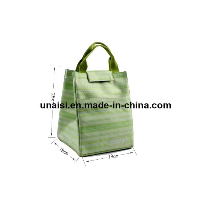 Stripe 600d Polyester Insulated Cooler Ice Tote Lunch Bag