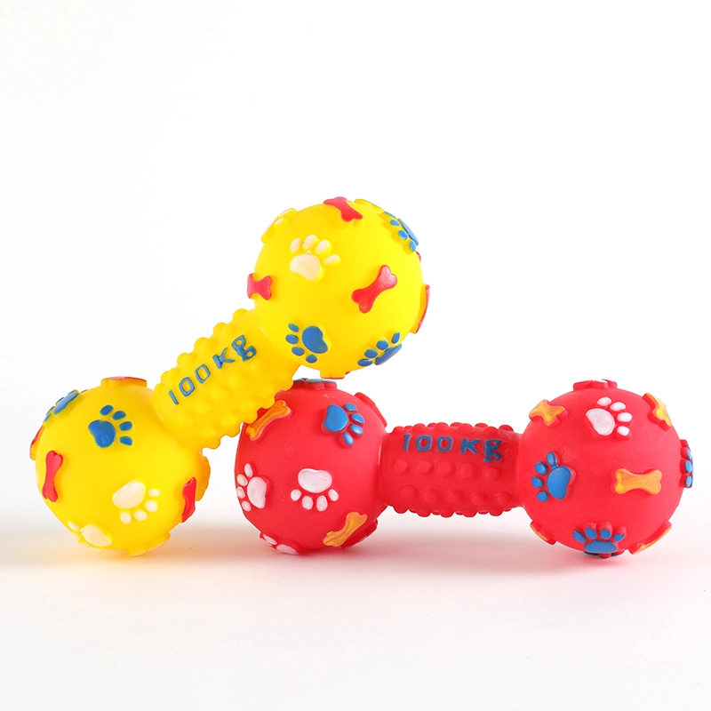 Luxury Pet Dog Toys Colorful Dumbbell Shaped Squeeze Cute Faux Bone Squeaky Dog Chew Toy