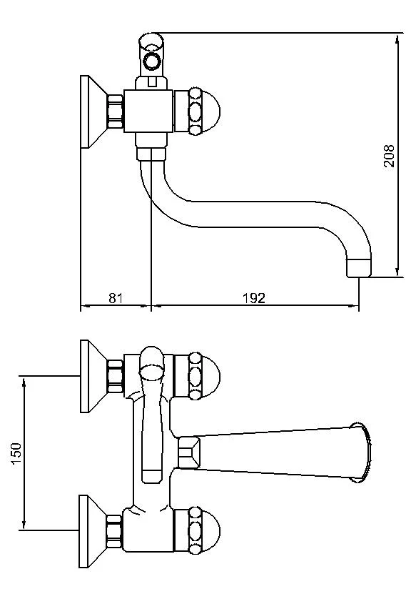 Dual Handle Wall Mount Bathroom Shower Tap with Handset