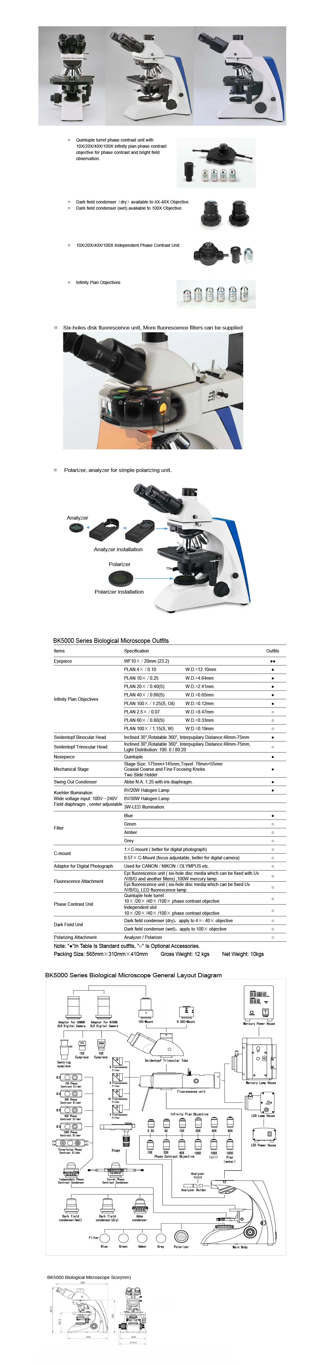 Lab Microscope Binocular Biological Microscope for Phase&Nbsp; Contrast&Nbsp; Microscope