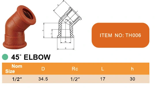 Era Plastic/Pph Thread Pipe & Fittings 45 Degree Elbow Pph Iram13478