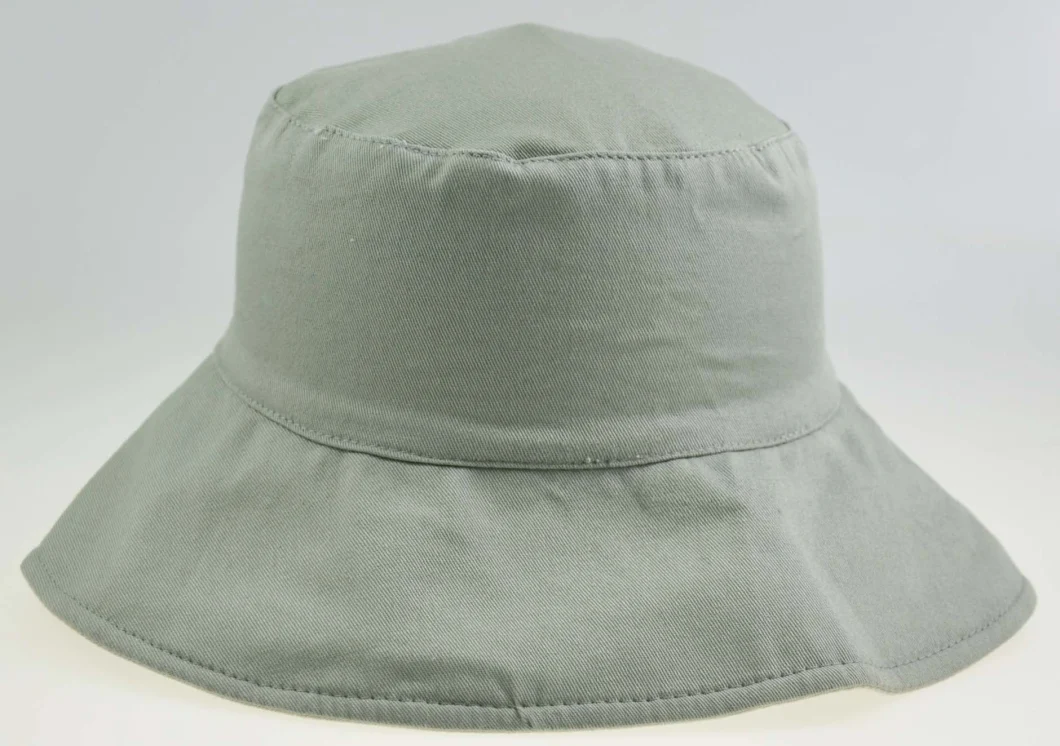 Customized Cotton or Polyester Summer Ladies Large Brim Bucket Hat
