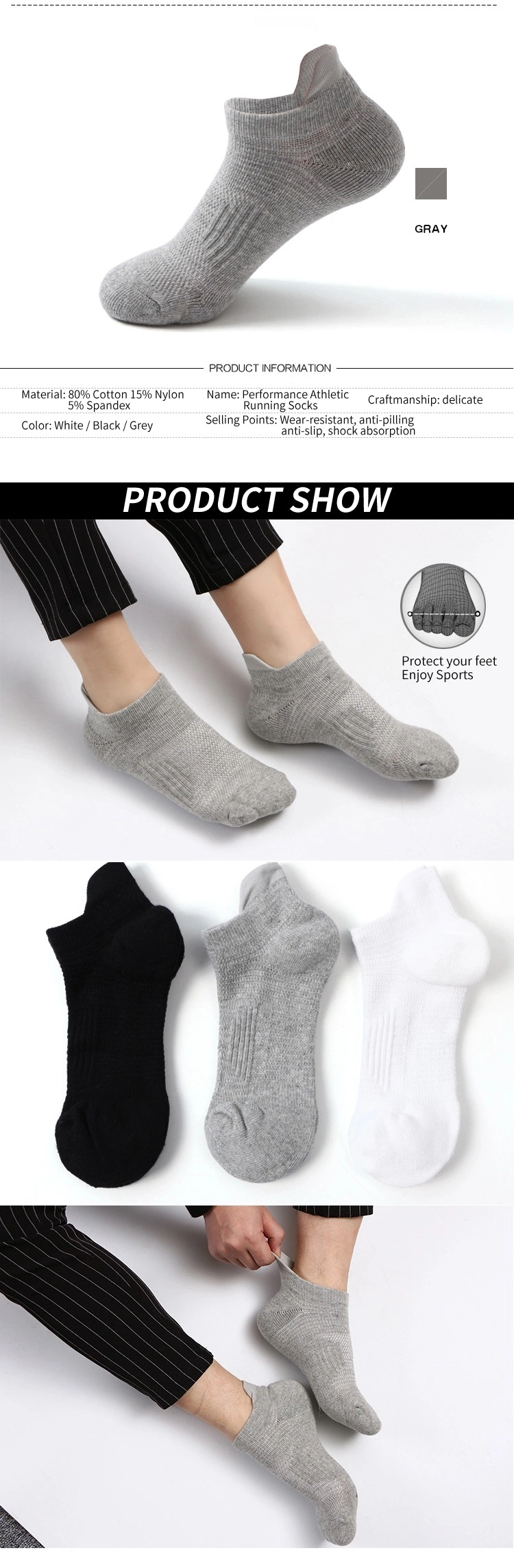 Athletic Ankle Socks Custom Sports Basketball Men Socks Ankle Sport Sock