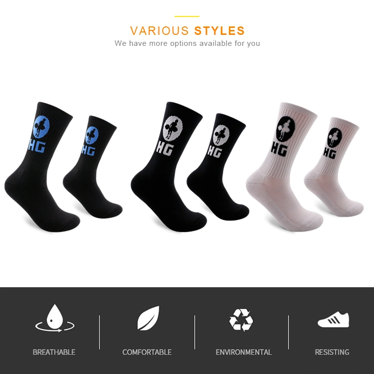 Chaussettes Basketball Sport Man Elite Socks White Polyester MID Calf Running Sports Athletic Basketball Socks OEM Custom Logo