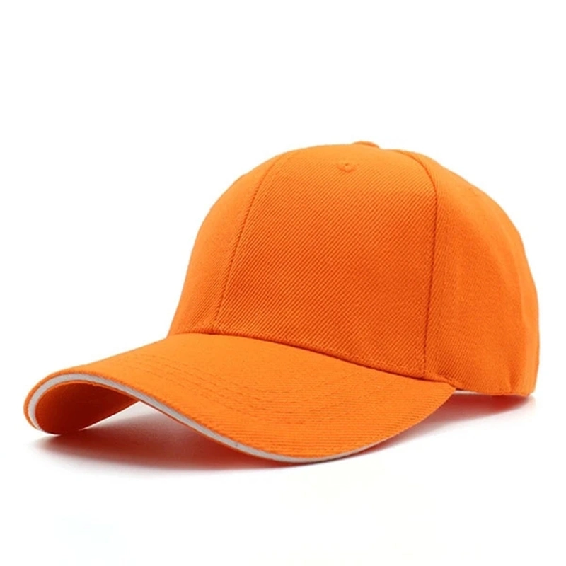 Baseball Cap, Orange Sports Cap, 6 Panel Baseball Caps, Cotton Baseball Cap