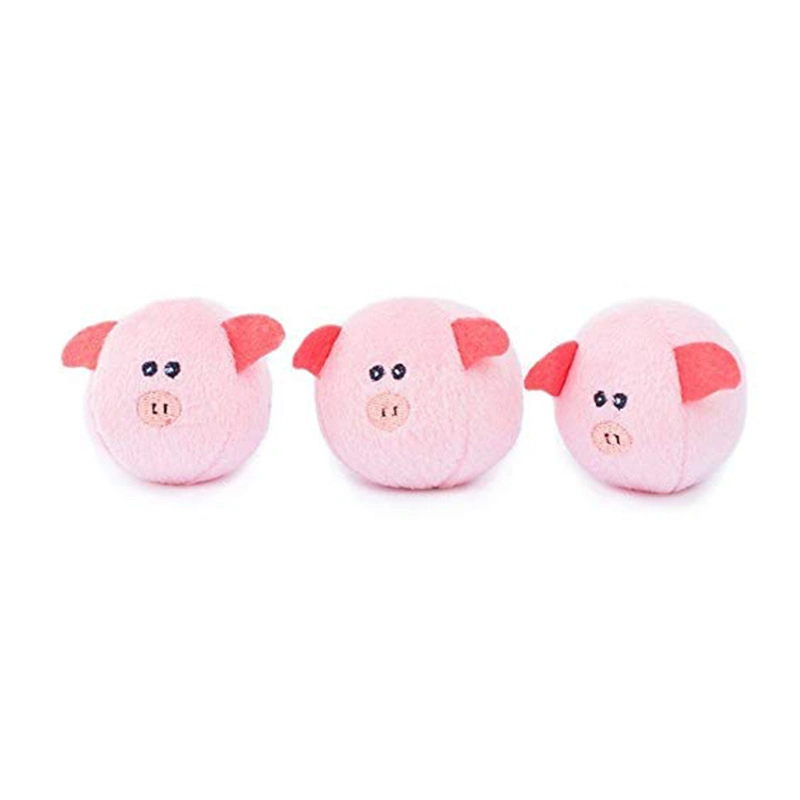 New Design Interactive Pink Pig Plush Dog Toy Set with Animal Sound Chew Tough Squeaky Soft Plush Pet Toy