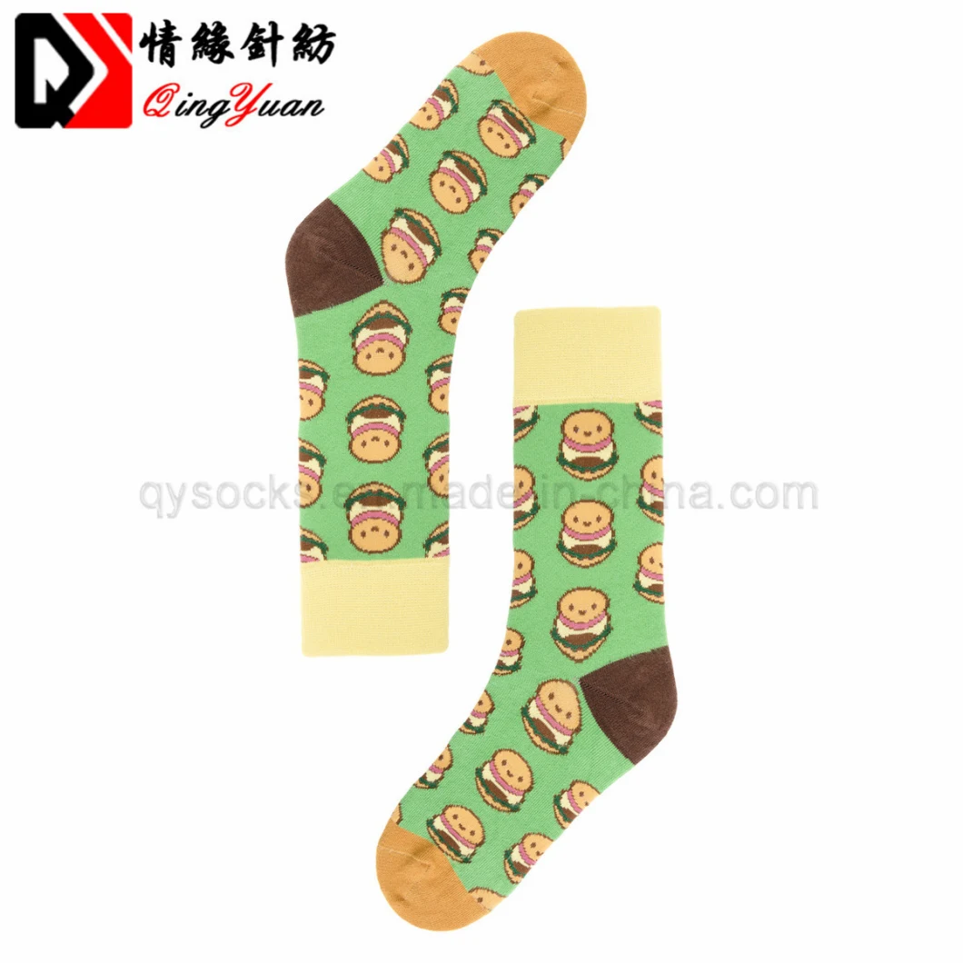 Long Dress High New Pattern Funny Socks Hamburger Happy Lovers Socks Male Full Cotton