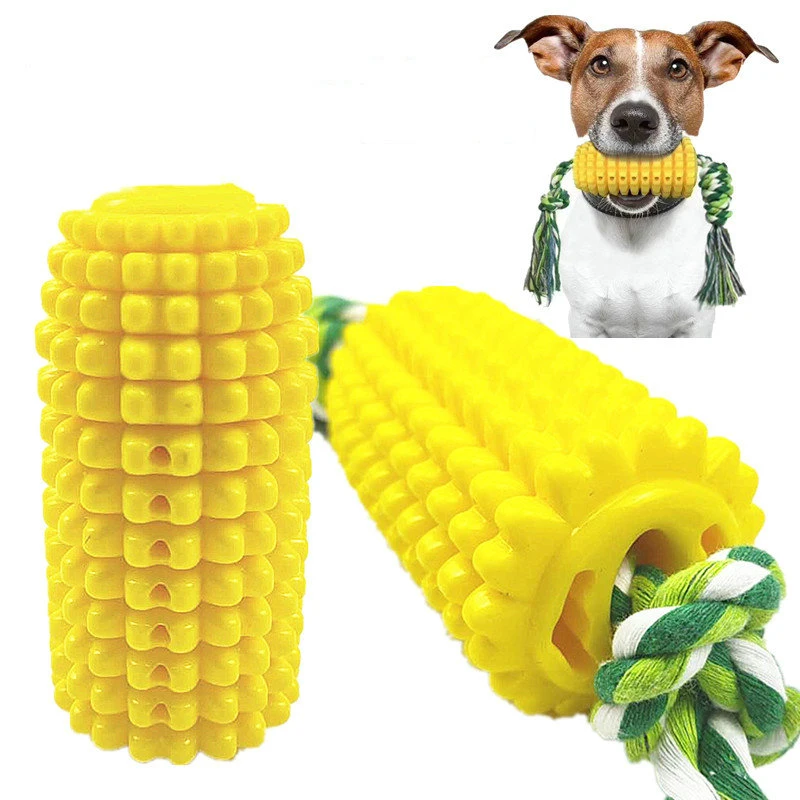 Dog Toy Corn Molar Stick Pet Chew Toys Bite-Resistant Toothbrush Dog Toy with Rope, Cleaning Puppy Dental Care Brushing Stick Esg12740