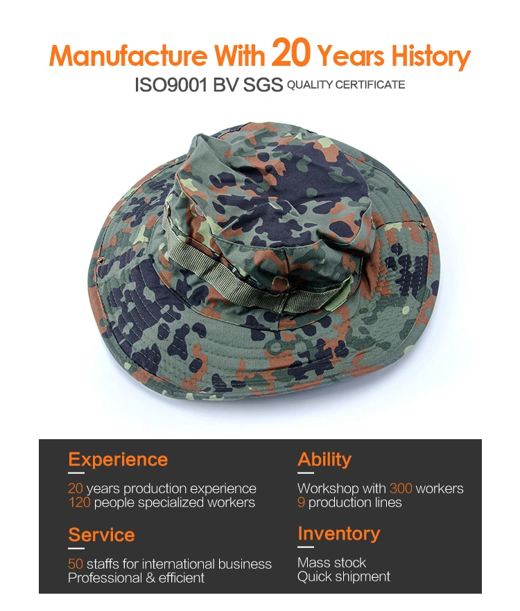 Military Camouflage Boonie Hat Wide Brim Bucket Hunting Hat