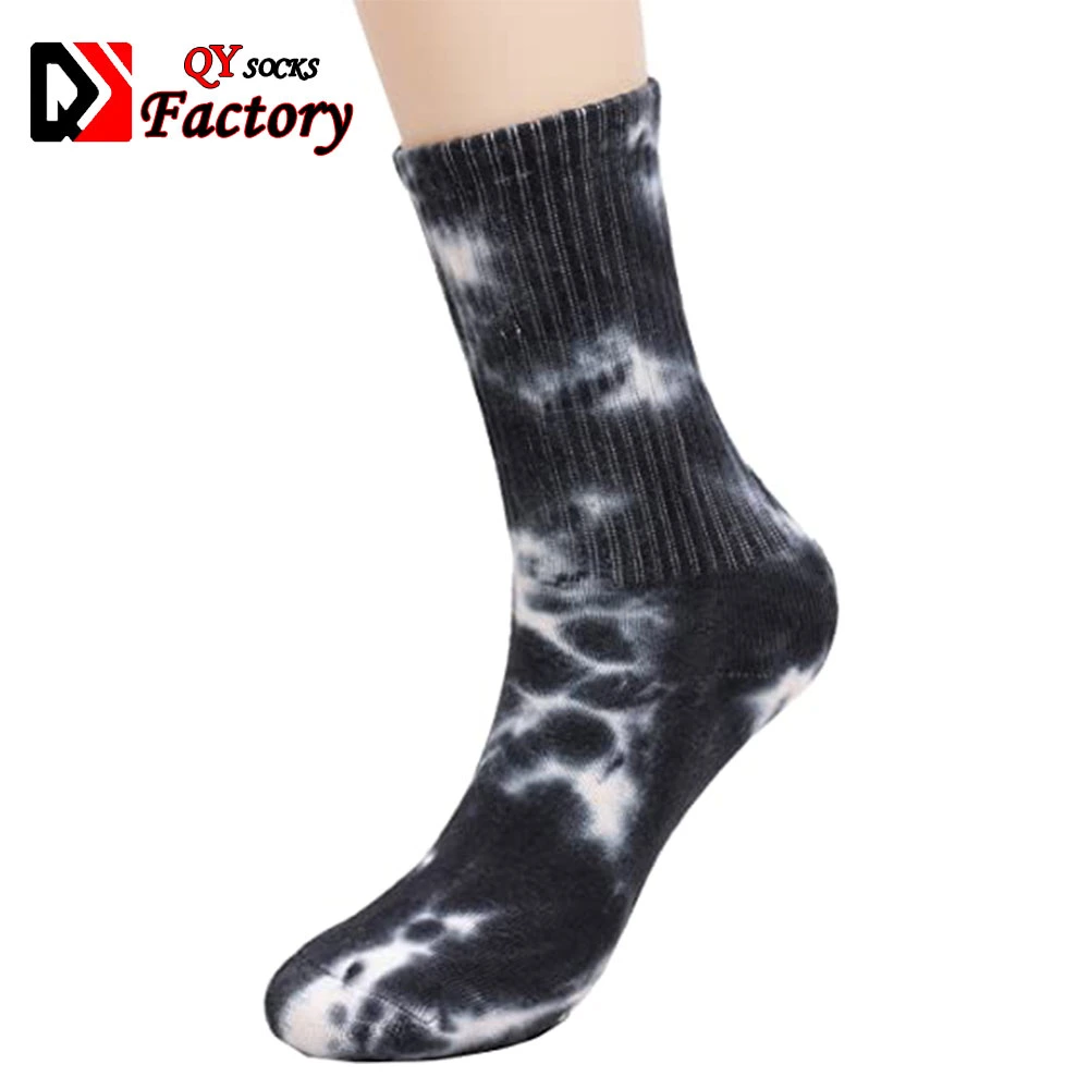 Custom Soft Women Tie Dye Cotton Socks Colored Casual Athletic Crew Socks