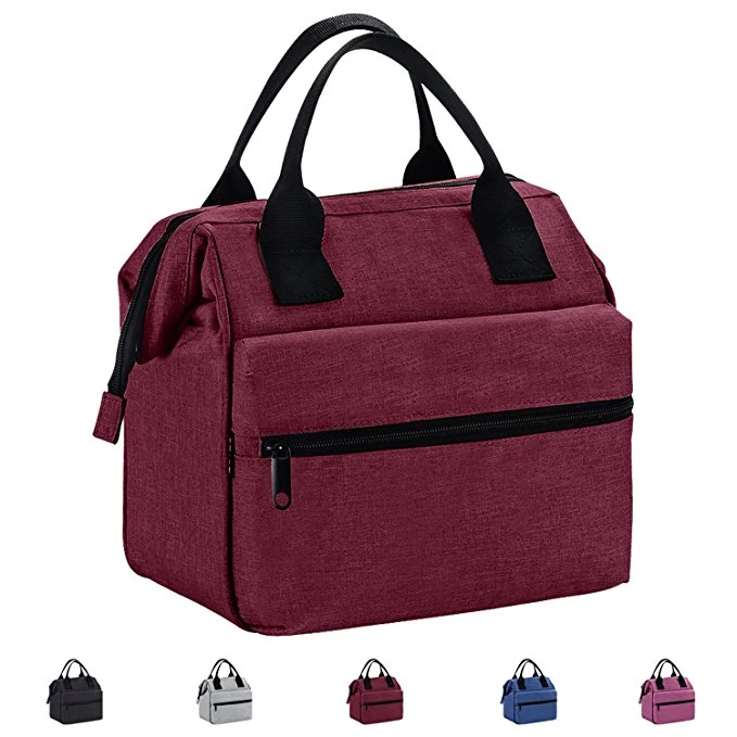 Insulated Double Decker Cooler Thermal Lunch Box Lunch Bag with Removable Shoulder Strap