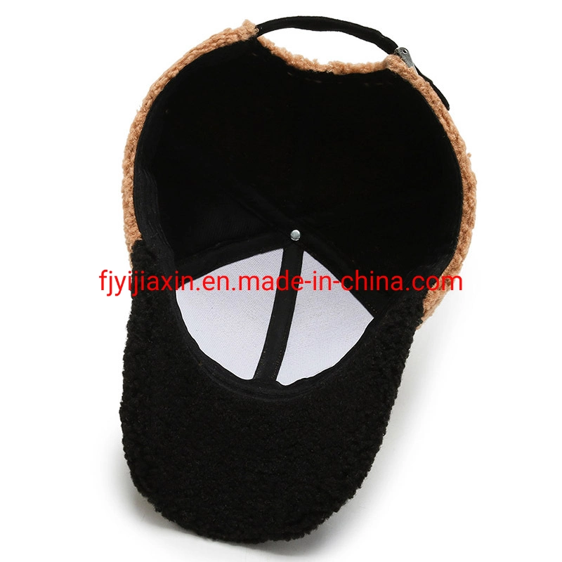 Autumn and Winter Lamb Wool Embroidered Baseball Cap